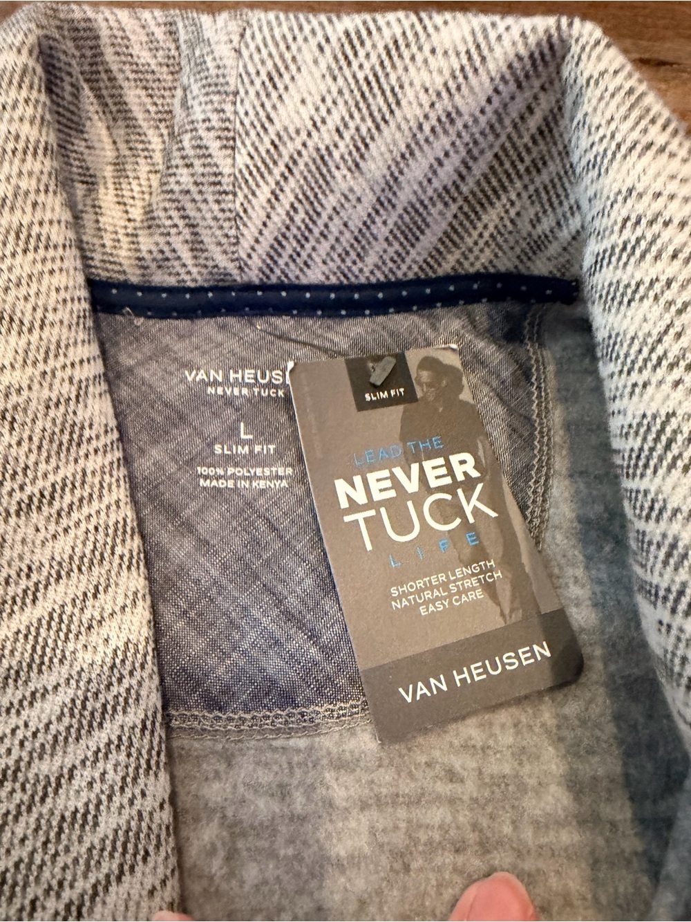 Van Heusen Never Tuck Life Large Slim Fit Fleece Button Front Shirt Jacket NWT - Picture 7 of 8